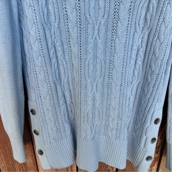 Ann Taylor Factory Light Blue Cable Knit Sweater Size Medium - Picture 5 of 15